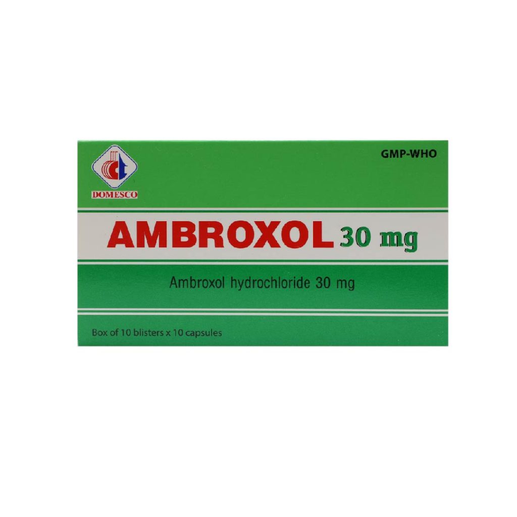 Thuốc viên nang cứng Ambroxol 30mg Domesco giúp tan đàm trong bệnh phế quản – 10 viên x 10 viên