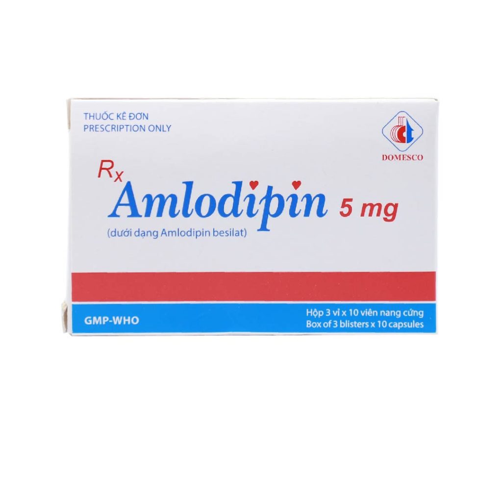 Thuốc viên nnag cứng Amlodipin 5mg Domesco điều trị tăng huyết áp – 3 vỉ x 10 viên