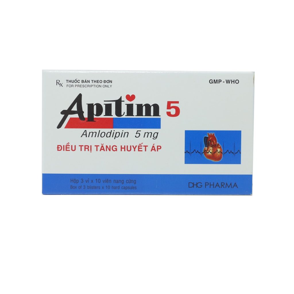 Thuốc viên nang cứng Apitim 5mg Dhg điều trị tăng huyết áp – 3 vỉ x 10 viên