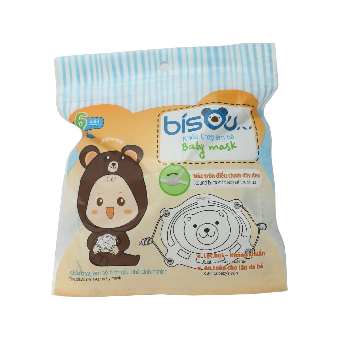 Khẩu trang gấu Baby Bisou túi 6 cái