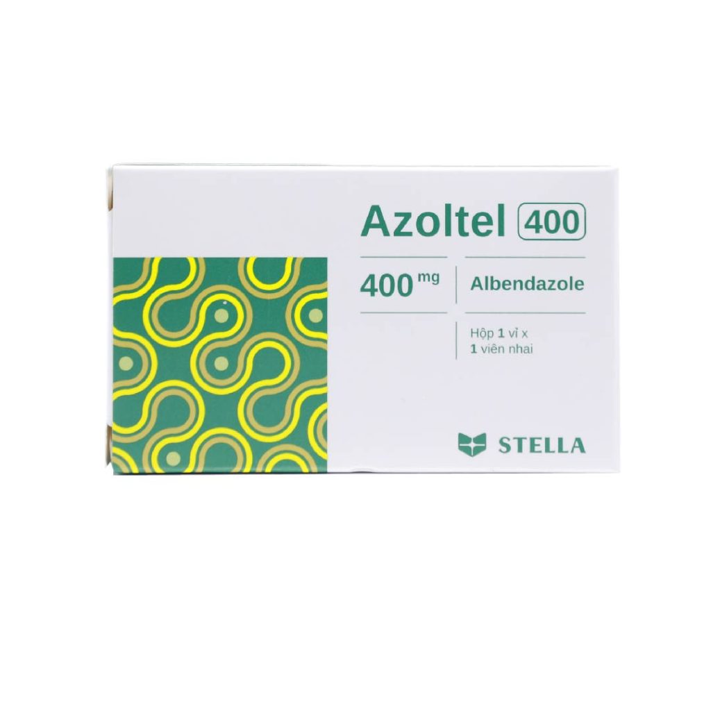 Thuốc viên nhai Azoltel 400mg Stella điều trị giun sán – 1 vỉ x 1 viên