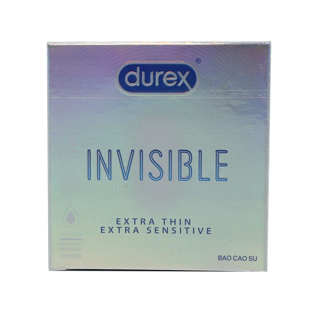 Bao cao su Invisible Extra Lubricated Durex phòng tránh thai, các bệnh lây qua đường tình dục – Hộp 10 cái