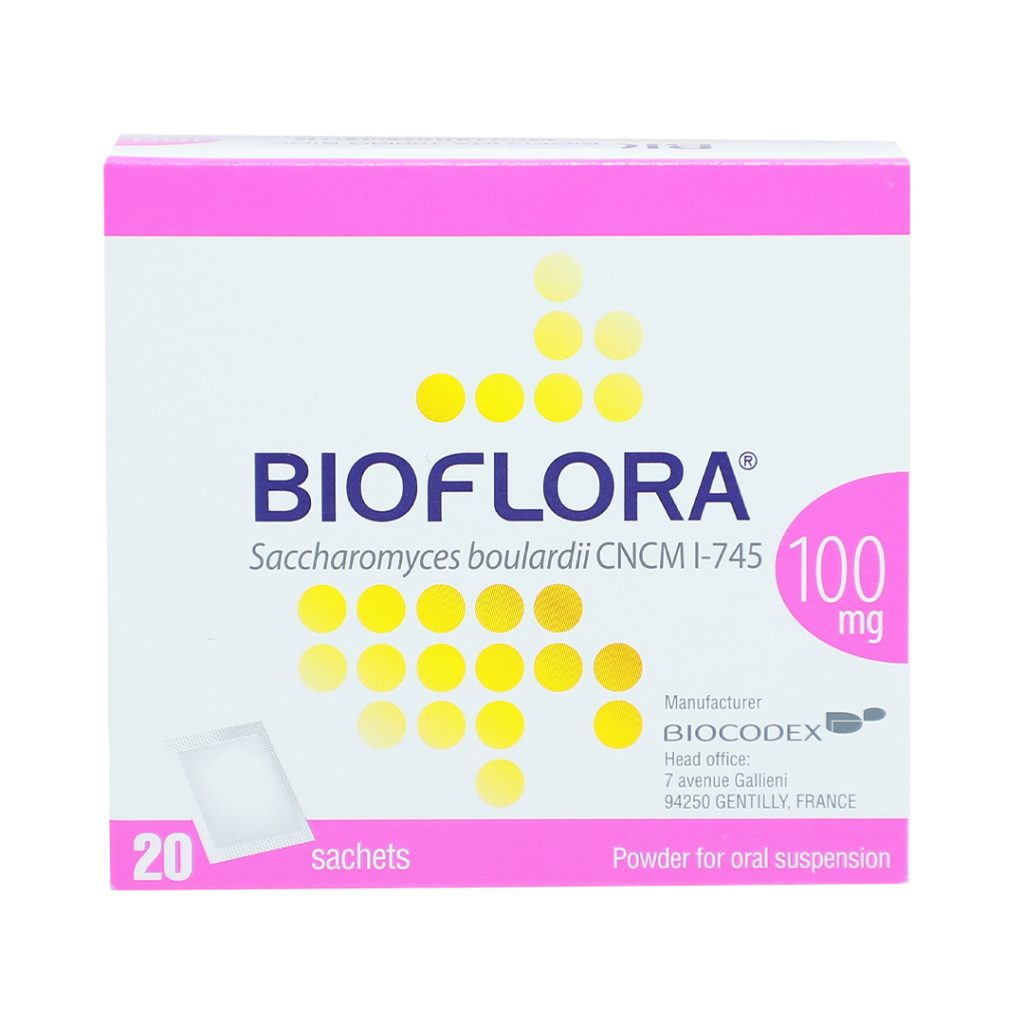 Thuốc bột Bioflora 100mg Biocodex điều trị tiêu chảy, rối loạn tiêu hóa – 20 Gói