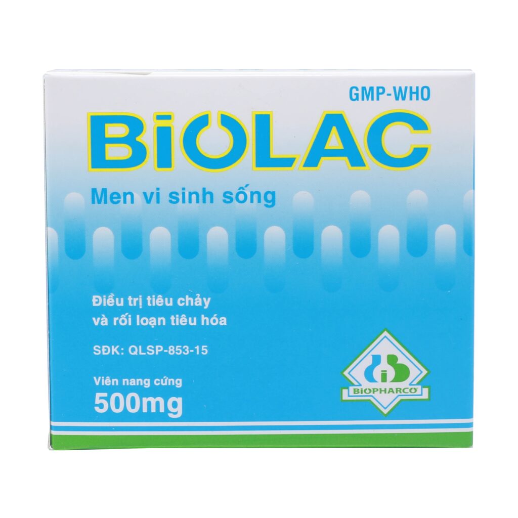 Thuốc viên nang cứng Biolac Biopharco 500mg điều trị rối loạn tiêu hóa – 10 vỉ x 10 viên