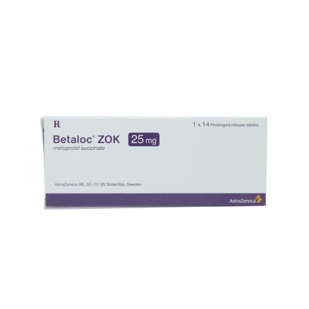 Thuốc viên nén Betaloc Zok 25mg Astra điều trị tăng huyết áp – 1 vỉ x 14 viên