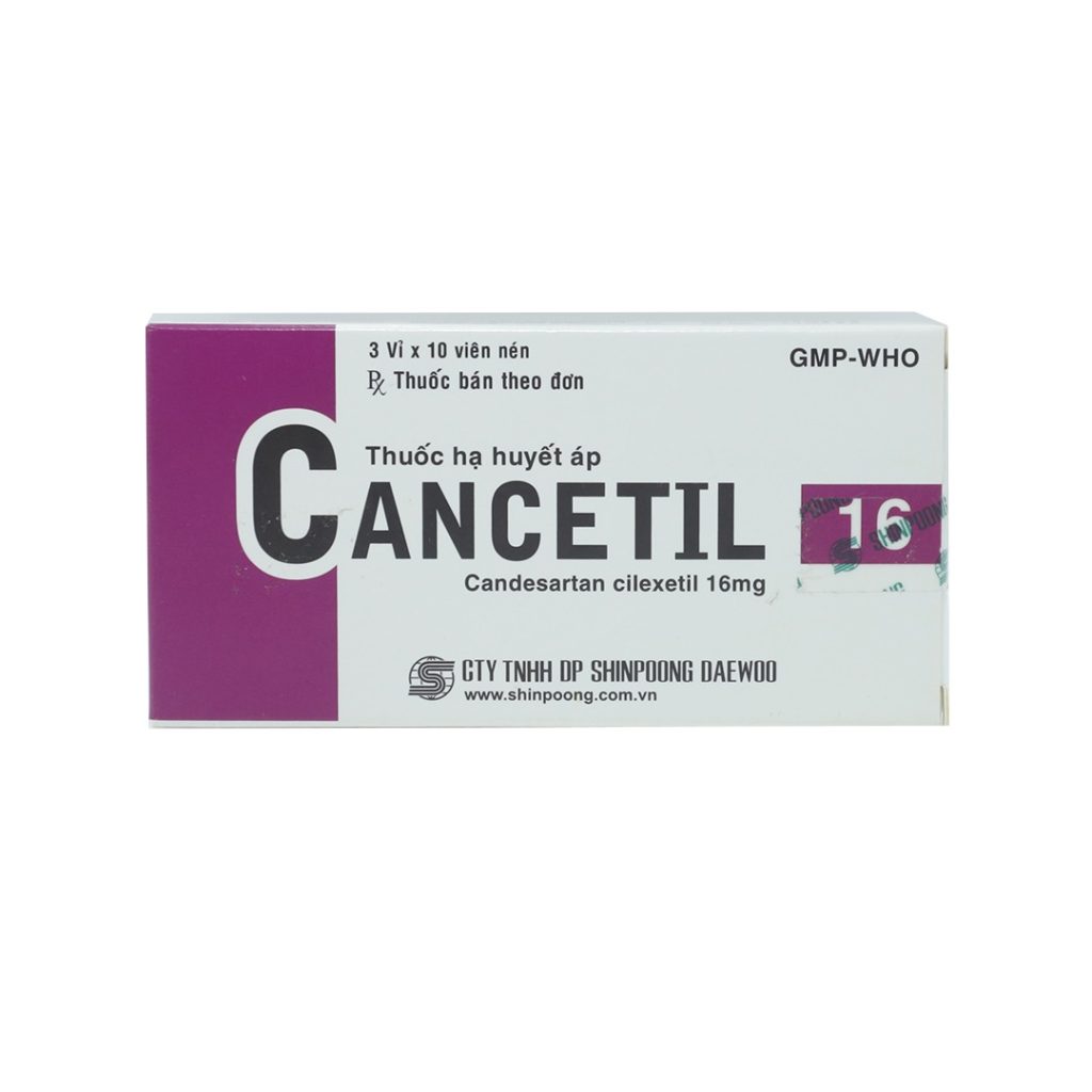 Thuốc viên nén Cancetil 16mg Shinpoong điều trị suy tim, tăng huyết áp – 3 vỉ x 10 viên