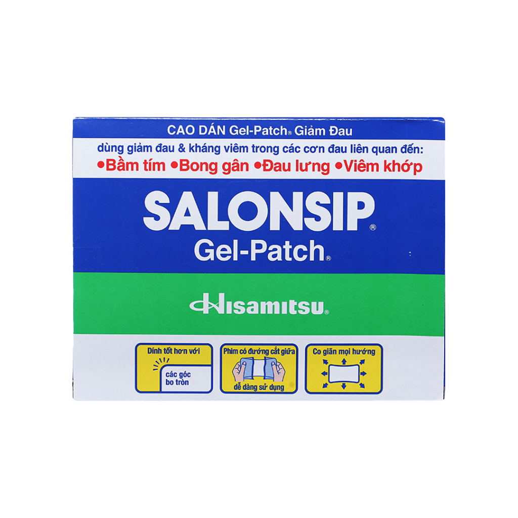 Cao Dán Salonsip Gelpatch Hisamitsu Điều Trị Đau Lưng, Viêm Khớp, Căng Cơ – Hộp 10 Gói