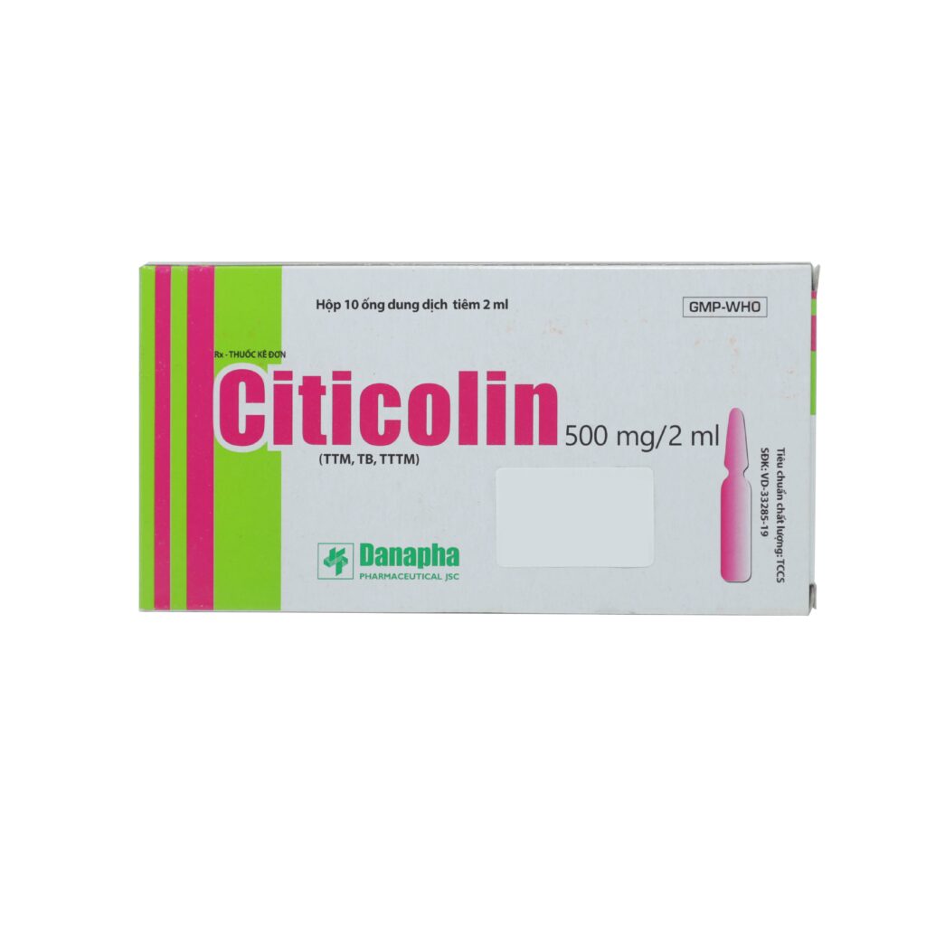 thuốc tiêm Citicolin 500mg/2ml Danapha điều trị tai biến mạch máu não – 10 Ống