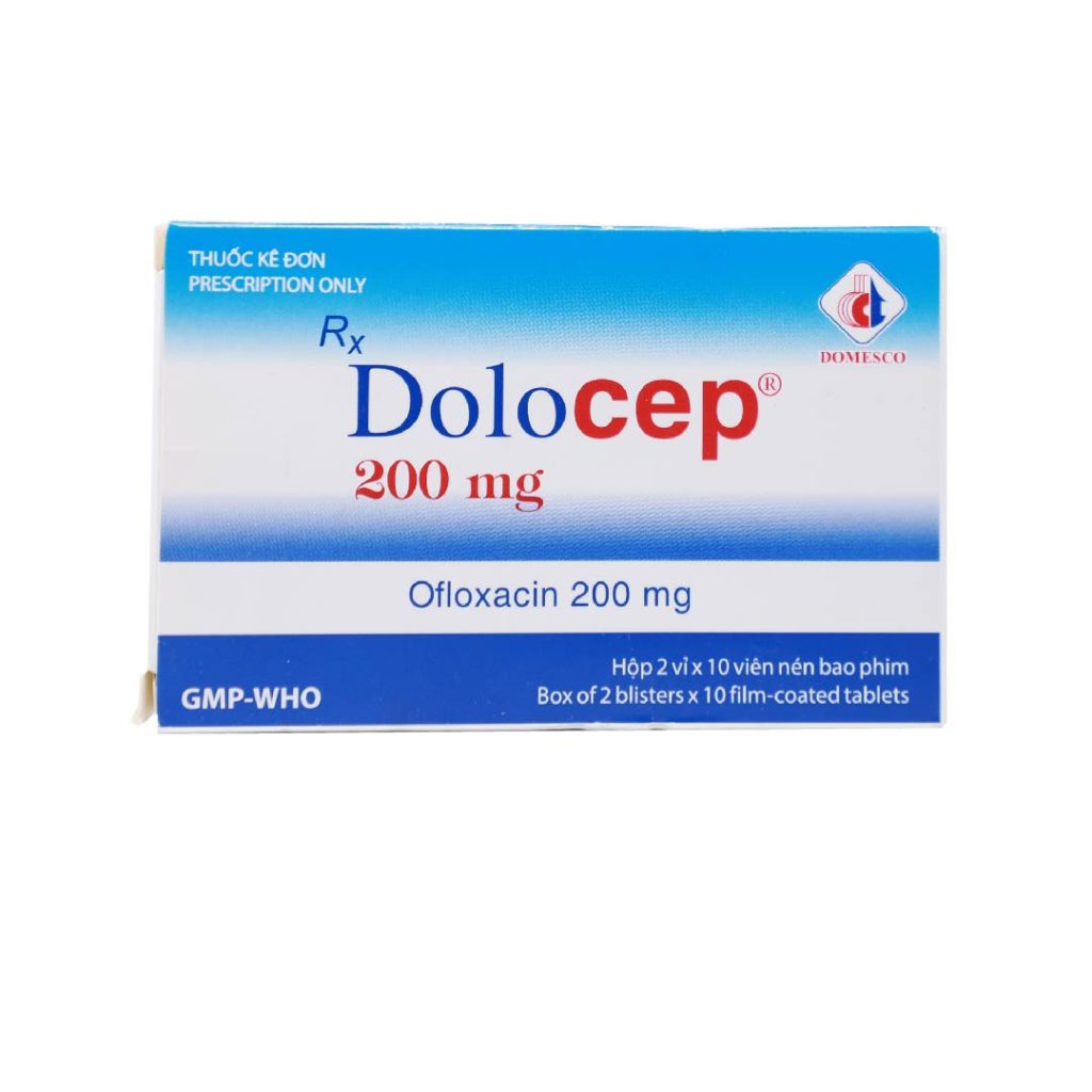 Thuốc viên nén Dolocep 200mg Domesco điều trị viêm tai giữa, viêm xoang, nhiễm trùng tiết niệu – 2 vỉ x 10 viên