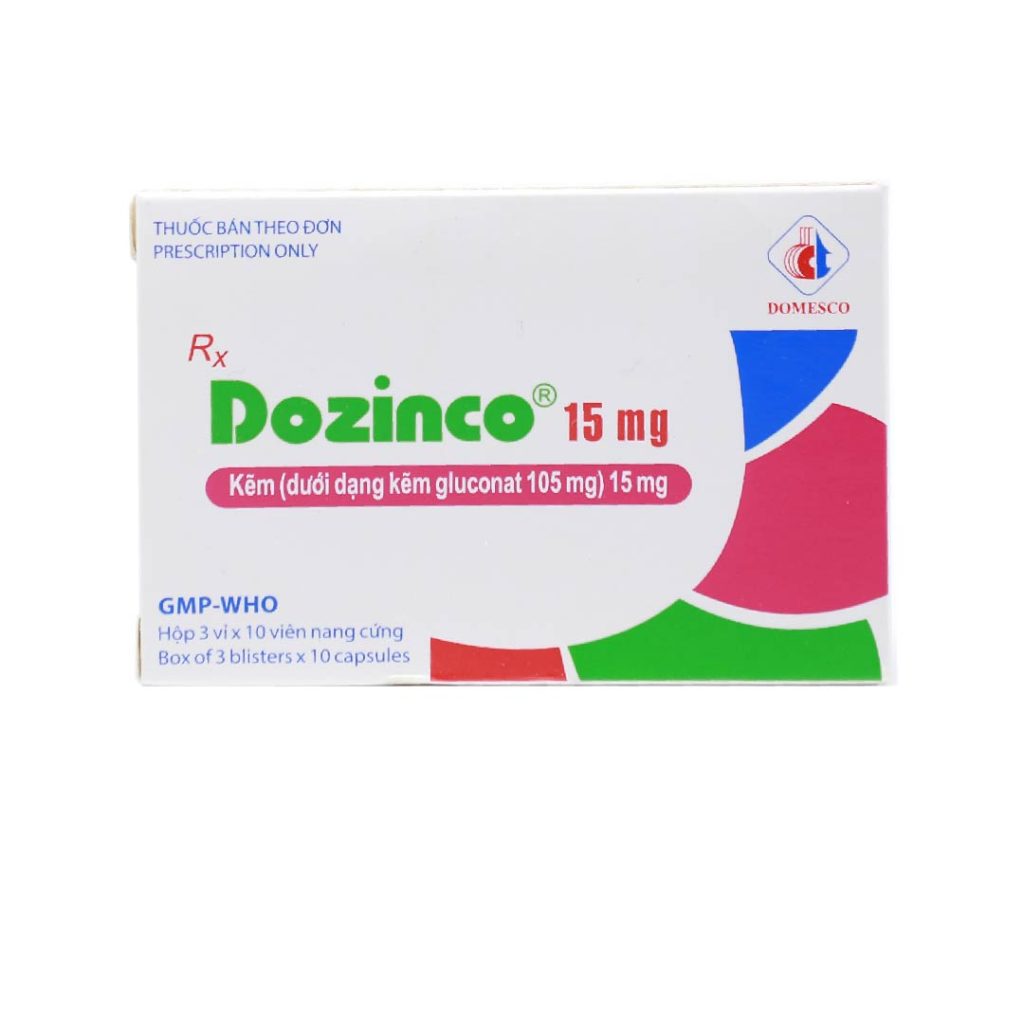 Thuốc viên nang cứng Dozinco 15mg Domesco điều trị thiếu kẽm, chán ăn – 3 vỉ x 10 viên