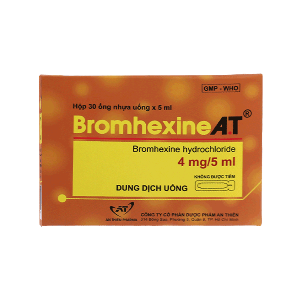 Dung Dịch Uống Siro Bromhexin 4mg/5ml A.T Điều Trị Loãng Đờm – Hộp 30 Ống