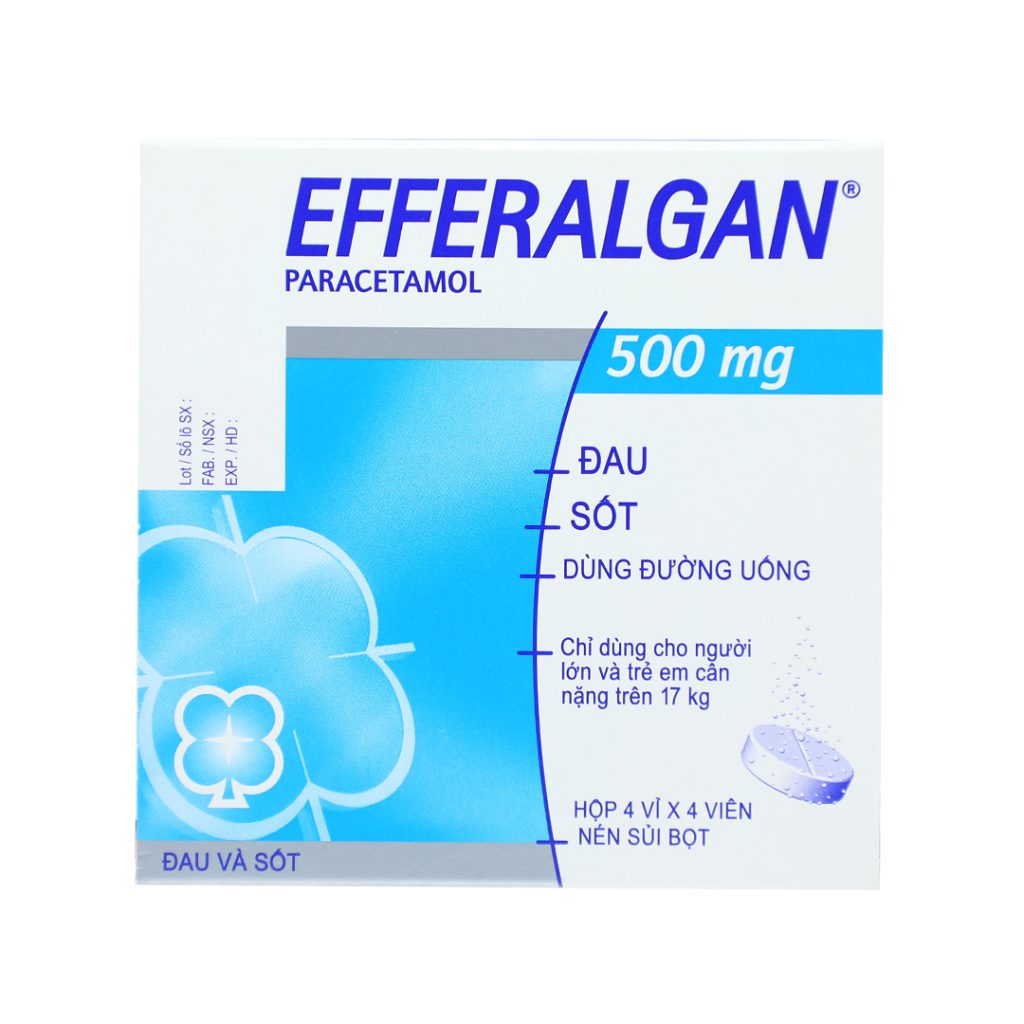 Thuốc viên sủi Efferalgan 500mg Bristol điều trị hạ sốt, giảm đau – 4 vỉ x 4 viên