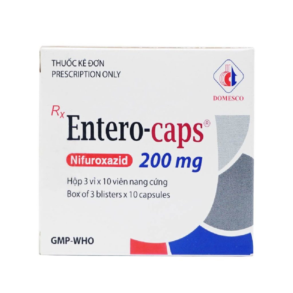 Thuốc viên nang cứng Entero-Caps 200mg Domesco điều trị nhiễm khuẩn đường tiêu hóa, viêm đại tràng – 3 vỉ x 10 viên