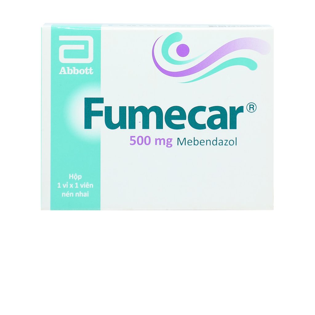 Thuốc viên nhai Fumecar 500mg Abbott điều trị giun sán – 1 vỉ x 1 viên