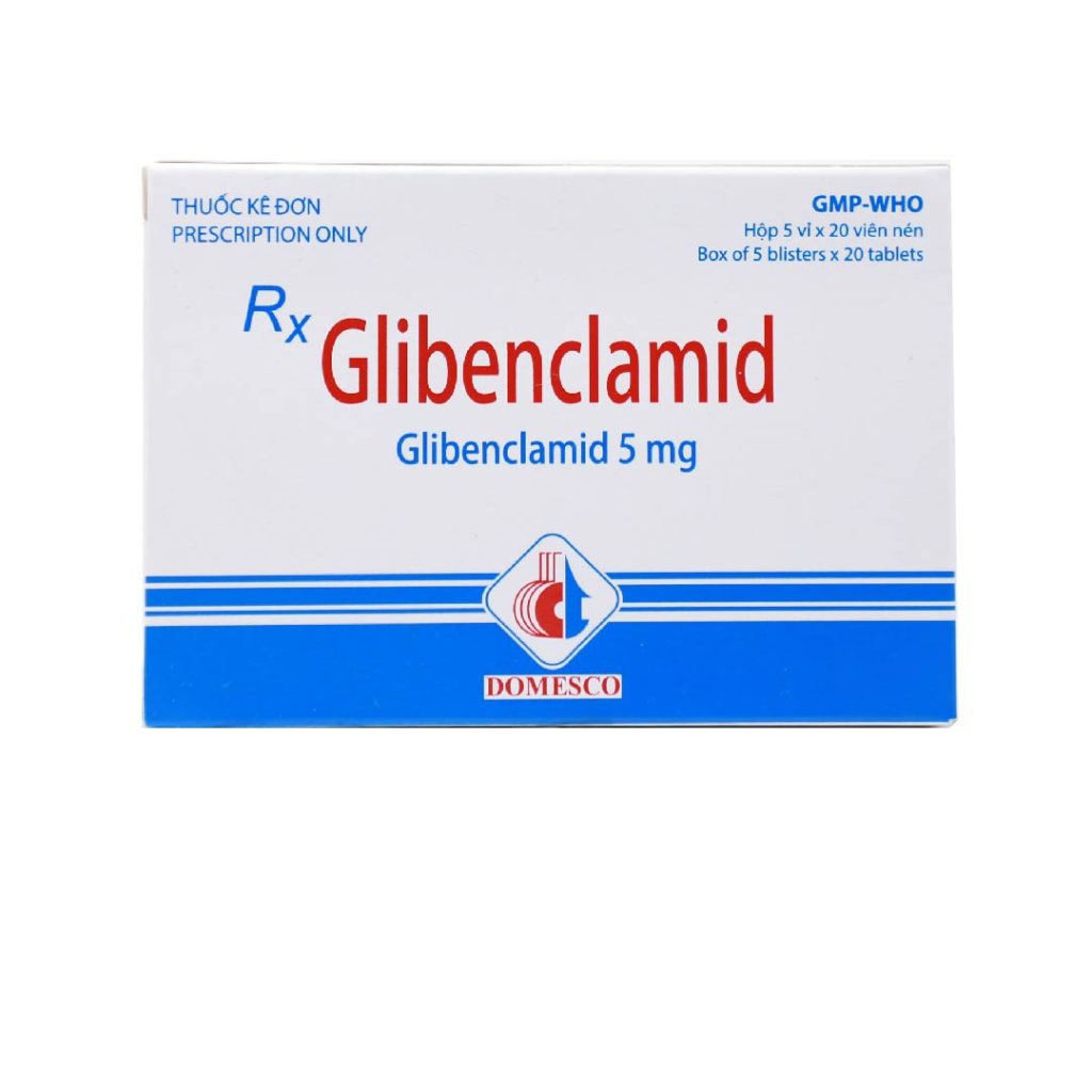 Thuốc viên nén Glibenclamid 5mg Domesco điều trị đái tháo đường type 2 – 5 vỉ x 20 viên