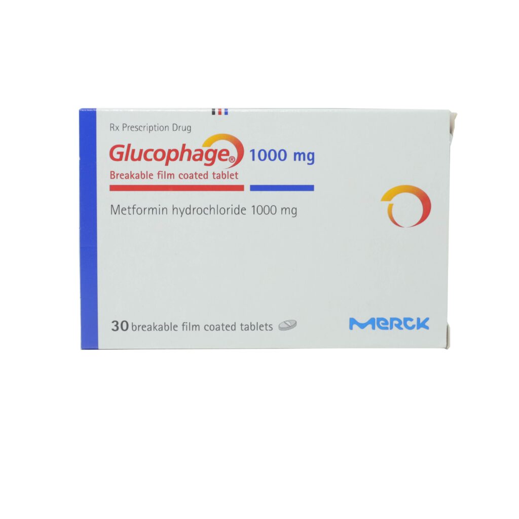 Thuốc viên nén bao phim Glucophage 1000mg Merck điều trị đái tháo đường type 2 – 2 vỉ x 15 viên