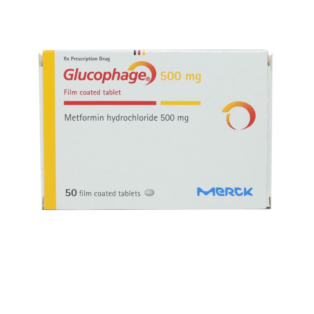 Thuốc viên nén bao phim Glucophage 500mg Merck điều trị đái tháo đường type 2 – 5 vỉ x 10 viên