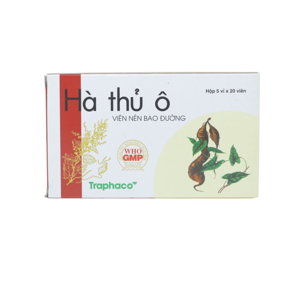 Thuốc viên nén bao đường Hà Thủ Ô Traphaco điều trị thiếu máu, mỏi gối, ù tai – 5 vỉ x 20 viên