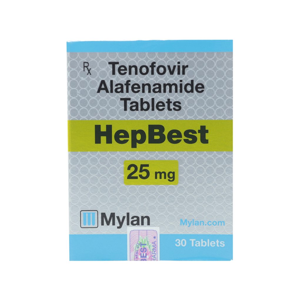 Thuốc viên nén bao phim Hepbest 25mg Mylan điều trị viêm gan B – 30 viên