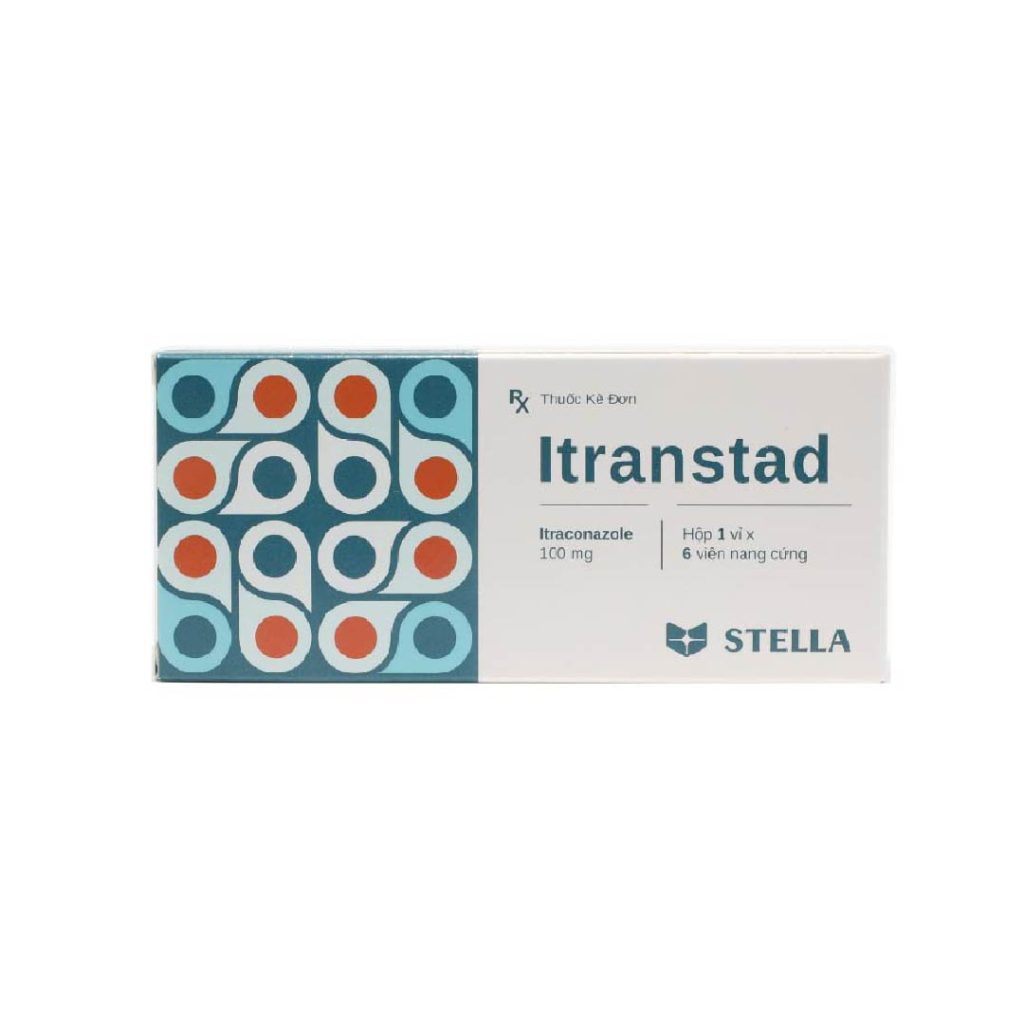 Thuốc viên nang cứng Itranstad 100mg Stella điều trị nấm candida, lang ben, nấm da – 1 vỉ x 6 viên