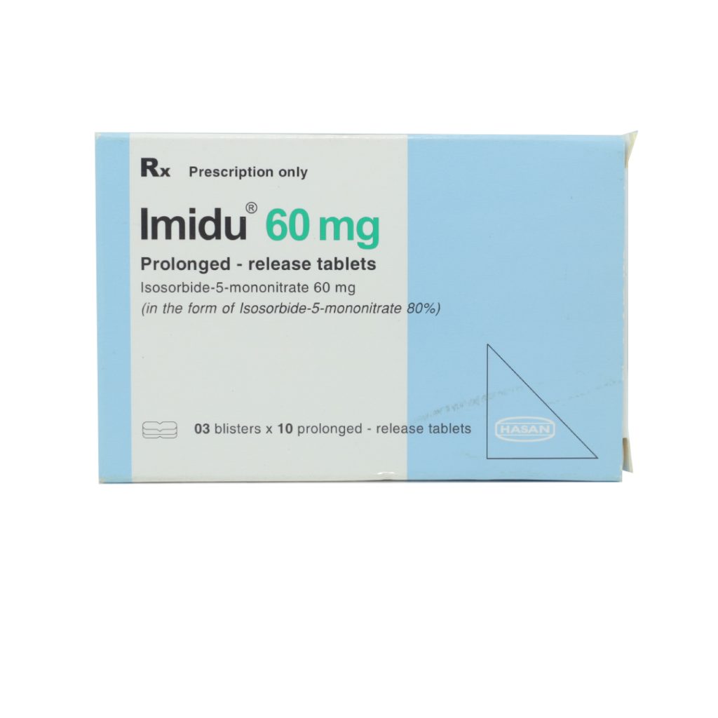 Thuốc viên nén Imidu 60mg Hasan điều trị đau thắt ngực – 3 vỉ x 10 viên