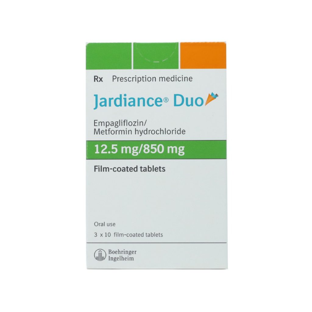 Thuốc viên nén bao phim Jardiance Duo 12.5mg/850mg Boehringer điều trị đái tháo đường type 2 – 30 viên