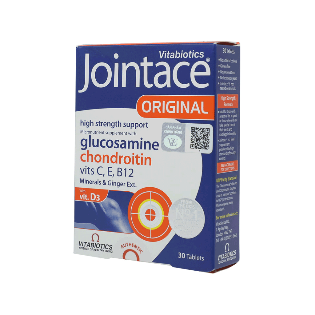 Viên Uống Jointace Original Vitabiotics Hỗ Trợ Bổ Sung Glucosamine, Giúp Xương Khớp Chắc Khỏe – Hộp 30 Viên