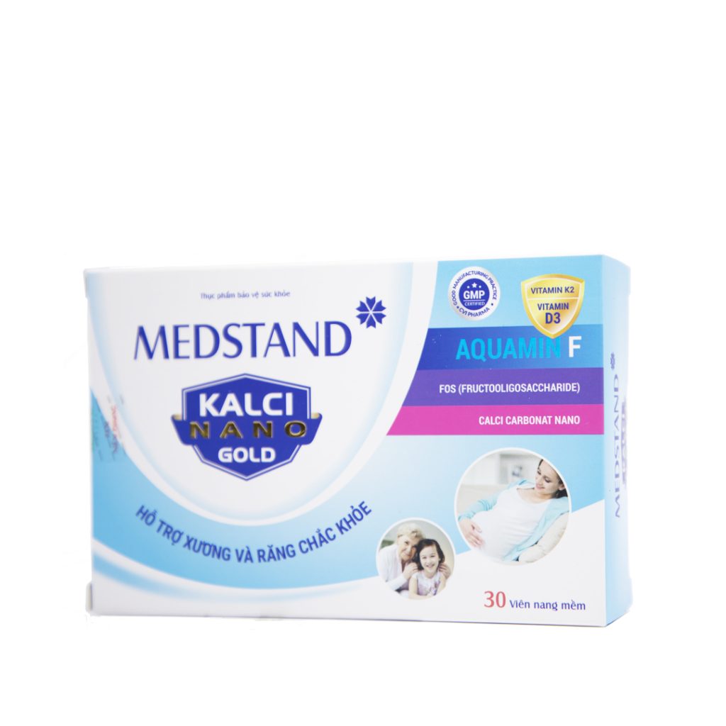 Viên nang mềm Kalci Nano Gold Medstand hỗ trợ giảm nguy cơ loãng xương, giúp xương chắc khỏe – 30 viên