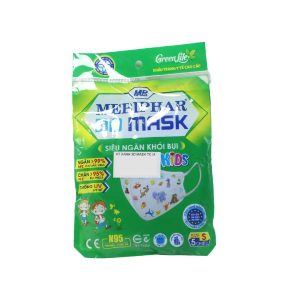 khẩu trang 3d mask trẻ em Mebiphar màu xanh gói 5 cái