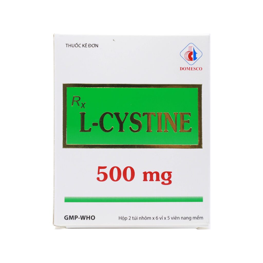 Thuốc viên nang mềm L-Cystine 500mg Domesco điều trị loạn dưỡng tóc và móng – 12 vỉ x 5 viên