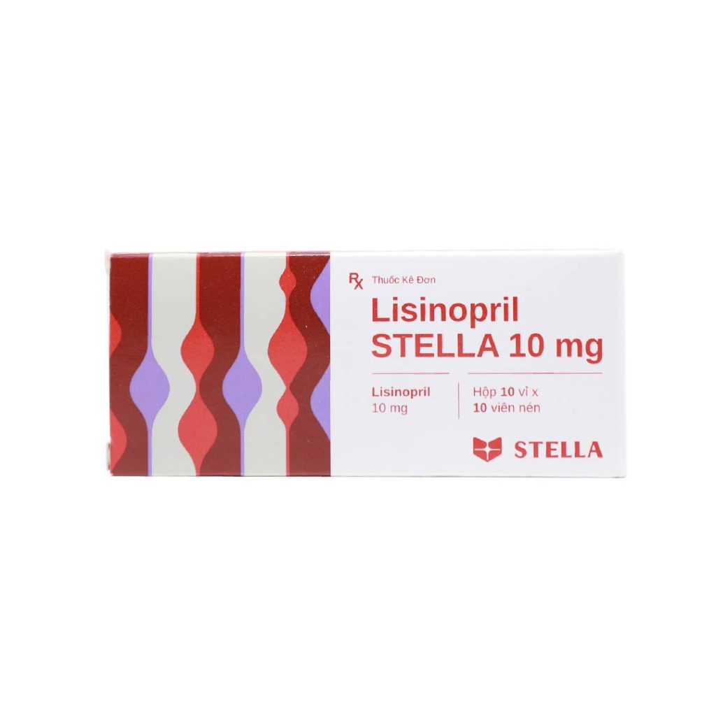 Thuốc viên nén Lisinopril 10mg Stella điều trị tăng huyết áp, suy tim, nhồi máu cơ tim – 10 vỉ x 10 viên