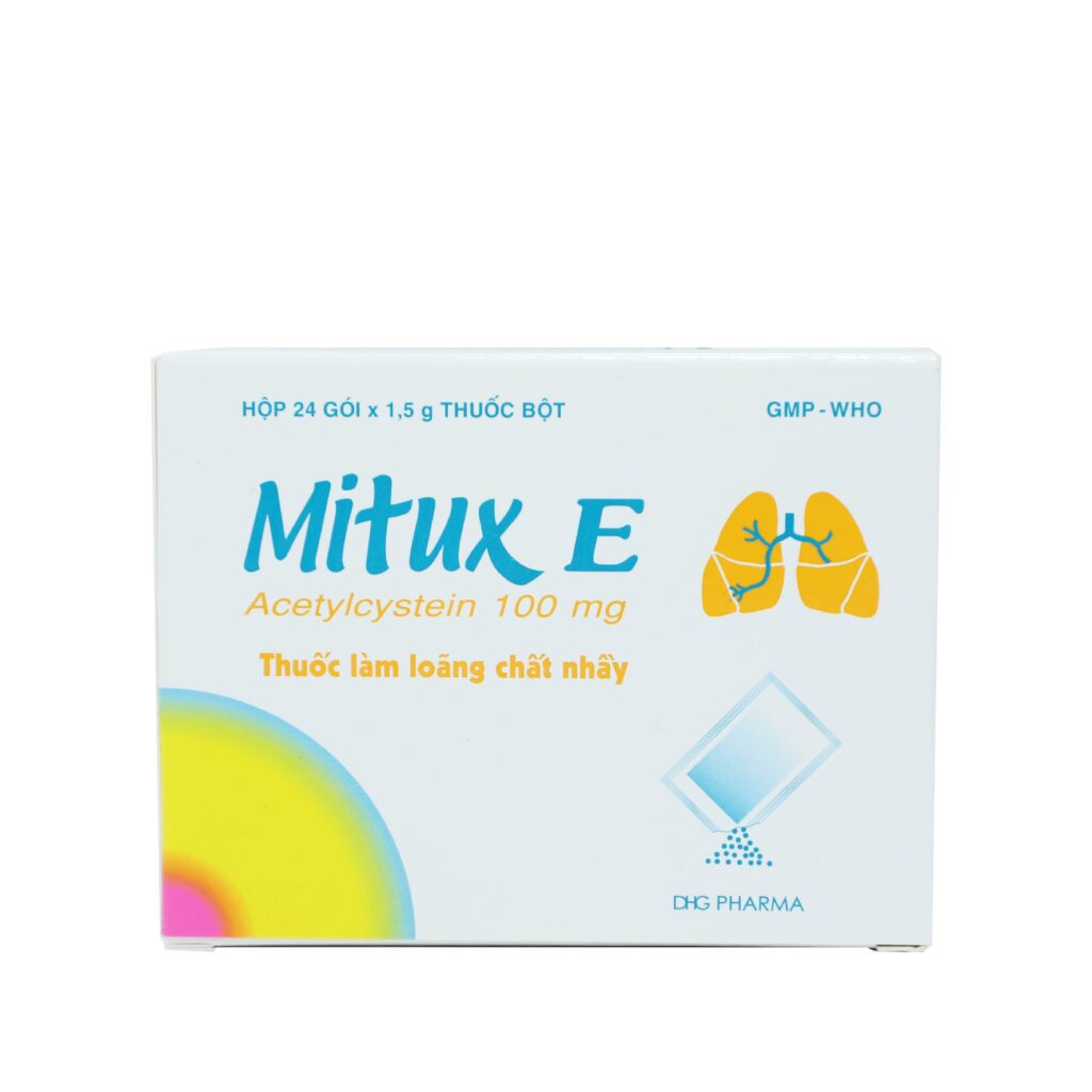 Thuốc bột Mitux E Dhg điều trị viêm phế quản, tiêu đờm – 24 Gói