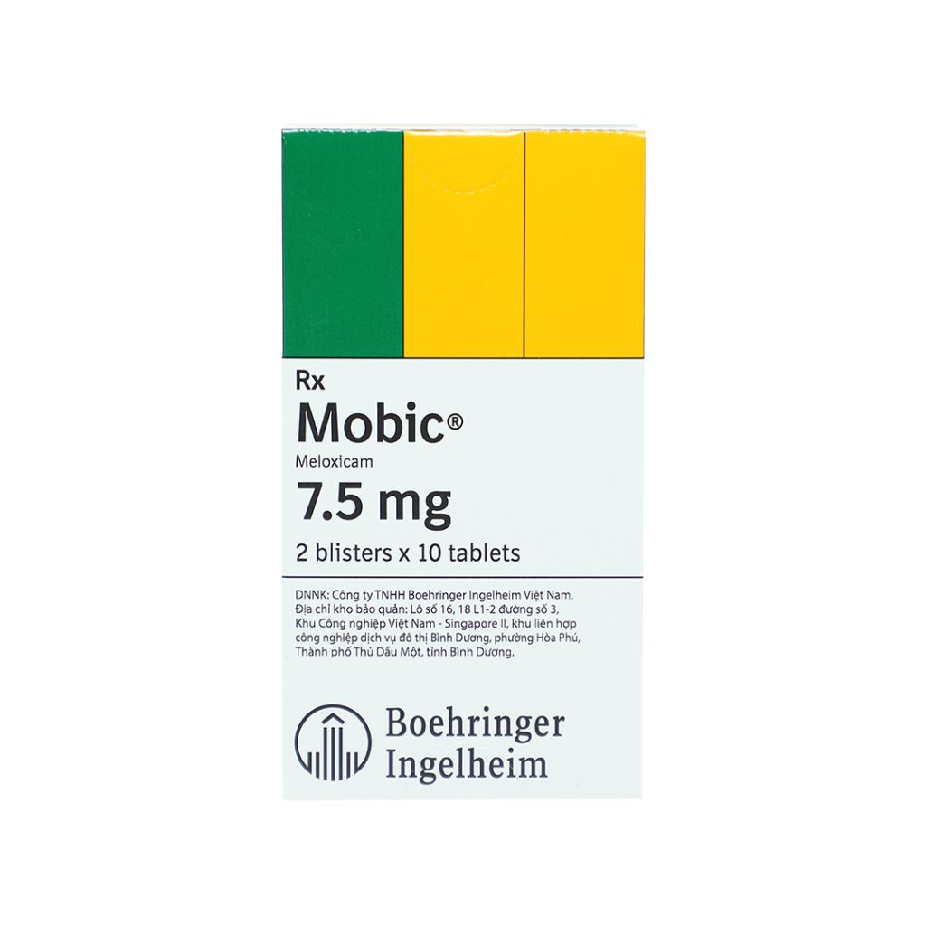 Thuốc viên nén Mobic 7.5mg Boehringer điều trị viêm xương khớp, viêm cột sống dính khớp – 2 vỉ x 10 viên