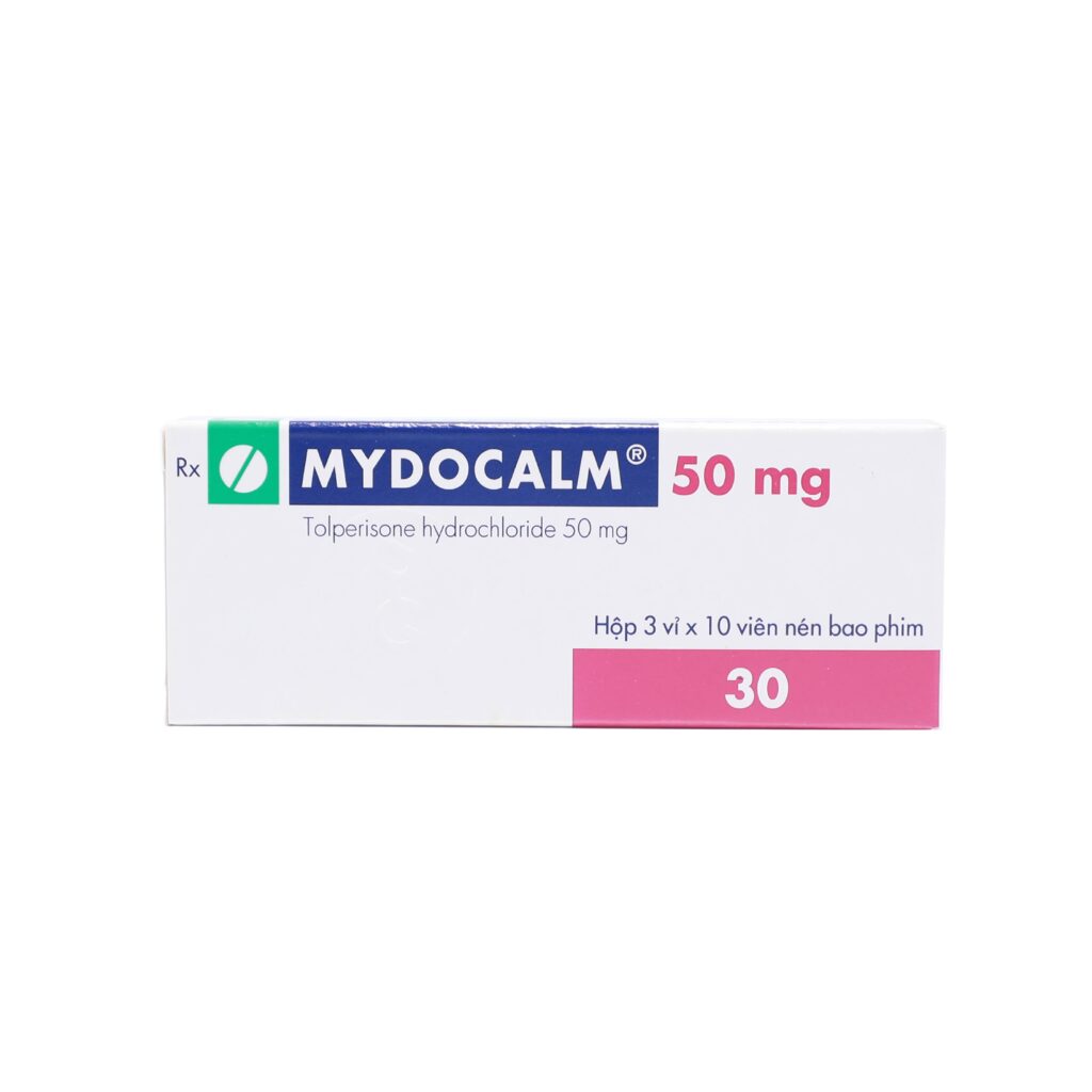 Thuốc viên nén bao phim Mydocalm 50mg Gedeon điều trị co thắt cơ, nghẽn mạch, xơ cứng – 3 vỉ x 10 viên