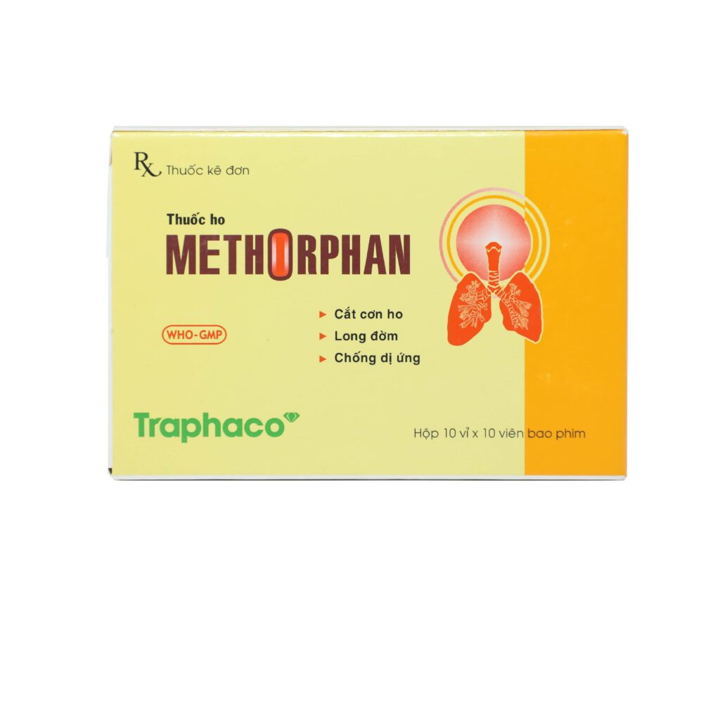 Thuốc viên nén bao phim Methorphan Traphaco điều trị ho khan, ho đờm – 10 vỉ x 10 viên