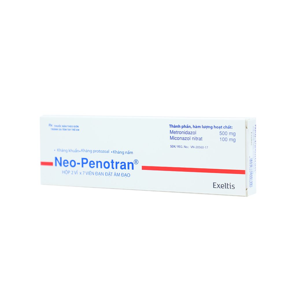 Thuốc viên đặt Neo Penotran 500mg điều trị nấm âm đạo, viêm âm đạo – 2 vỉ x 7 viên