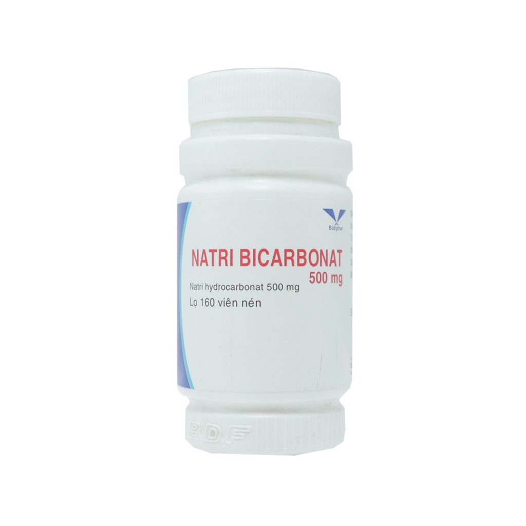 Thuốc viên nén Natri Bicarbonat 500mg Bidiphar điều trị nhiễm toan chuyển hóa – 160 viên