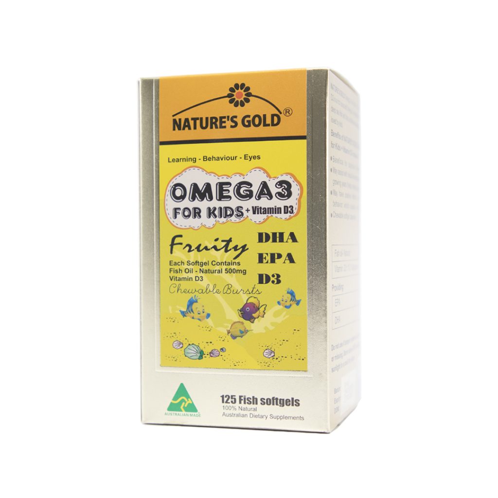 Viên Uống Omega 3 For Kids Vitamin D3 Nature’s Gold Hỗ Trợ Hệ Tim Mạch, Bổ Sung Dưỡng Chất Cho Não – Hộp 125 Viên