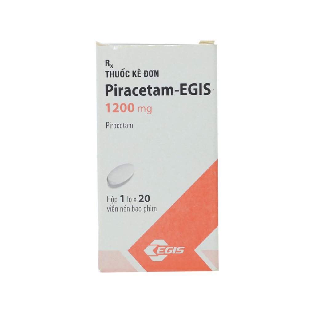 Thuốc viên nén bao phim Piracetam 1200mg Egis 20v điều trị suy giảm chức năng nhận thức, chóng mặt, rung giật cơ – hộp 20 viên