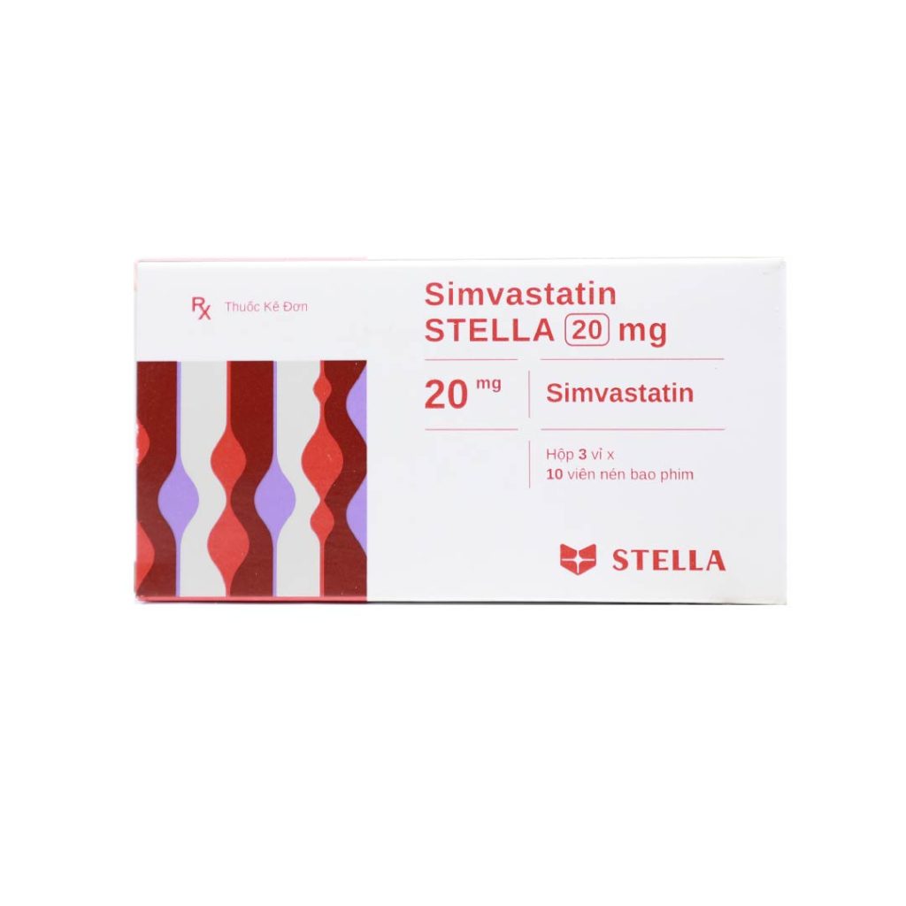 Thuốc viên Simvastatin 20mg Stella điều trị rối loạn Lipid máu – 3 vỉ x 10 viên