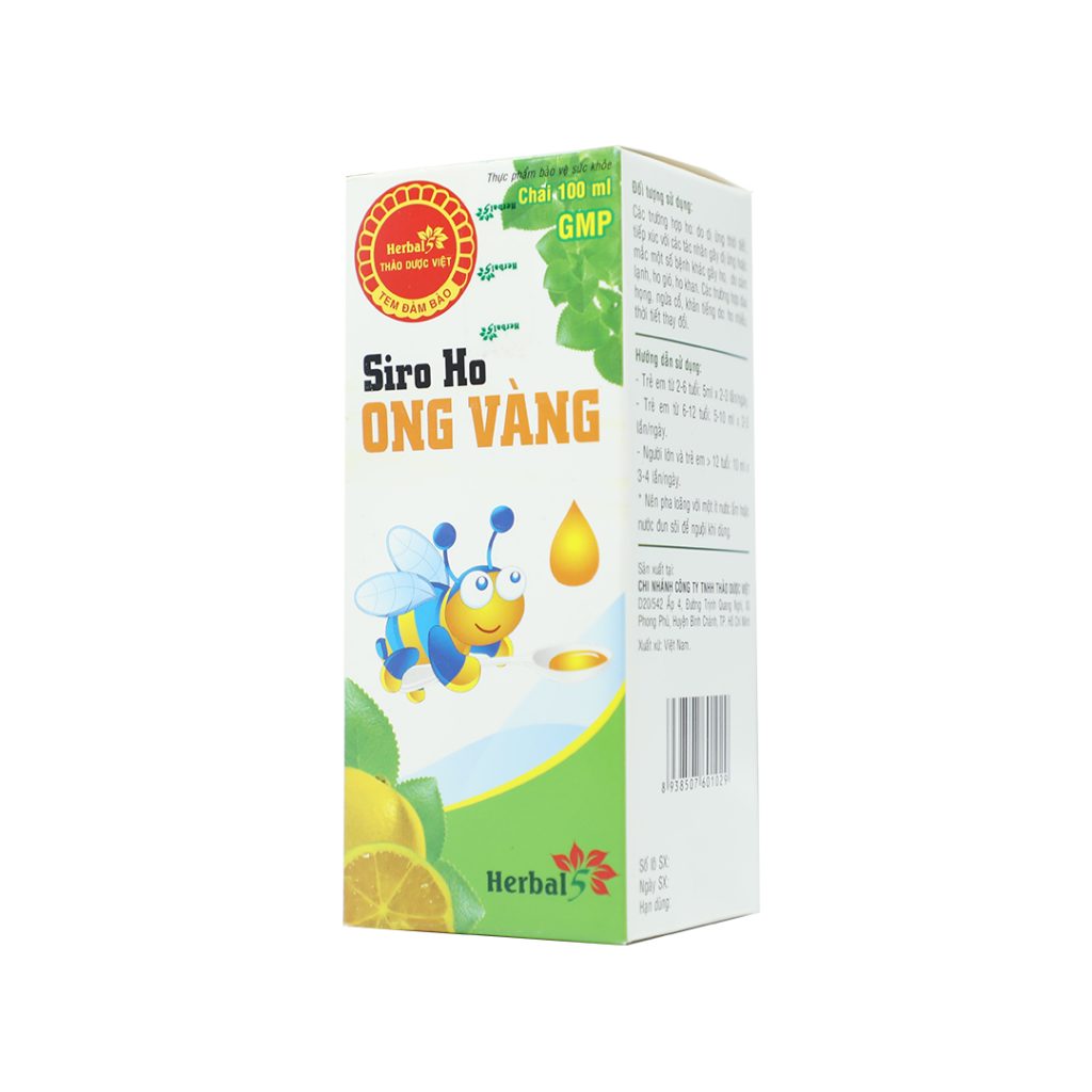 Siro Ho Ong Vàng Herbal  hỗ trợ giảm ho, loãng đờm – Chai 100ml