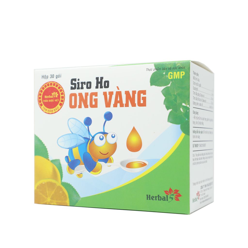 Siro Ho Ong Vàng Herbal  hỗ trợ giảm ho, loãng đờm – 30 Gói x 5ml