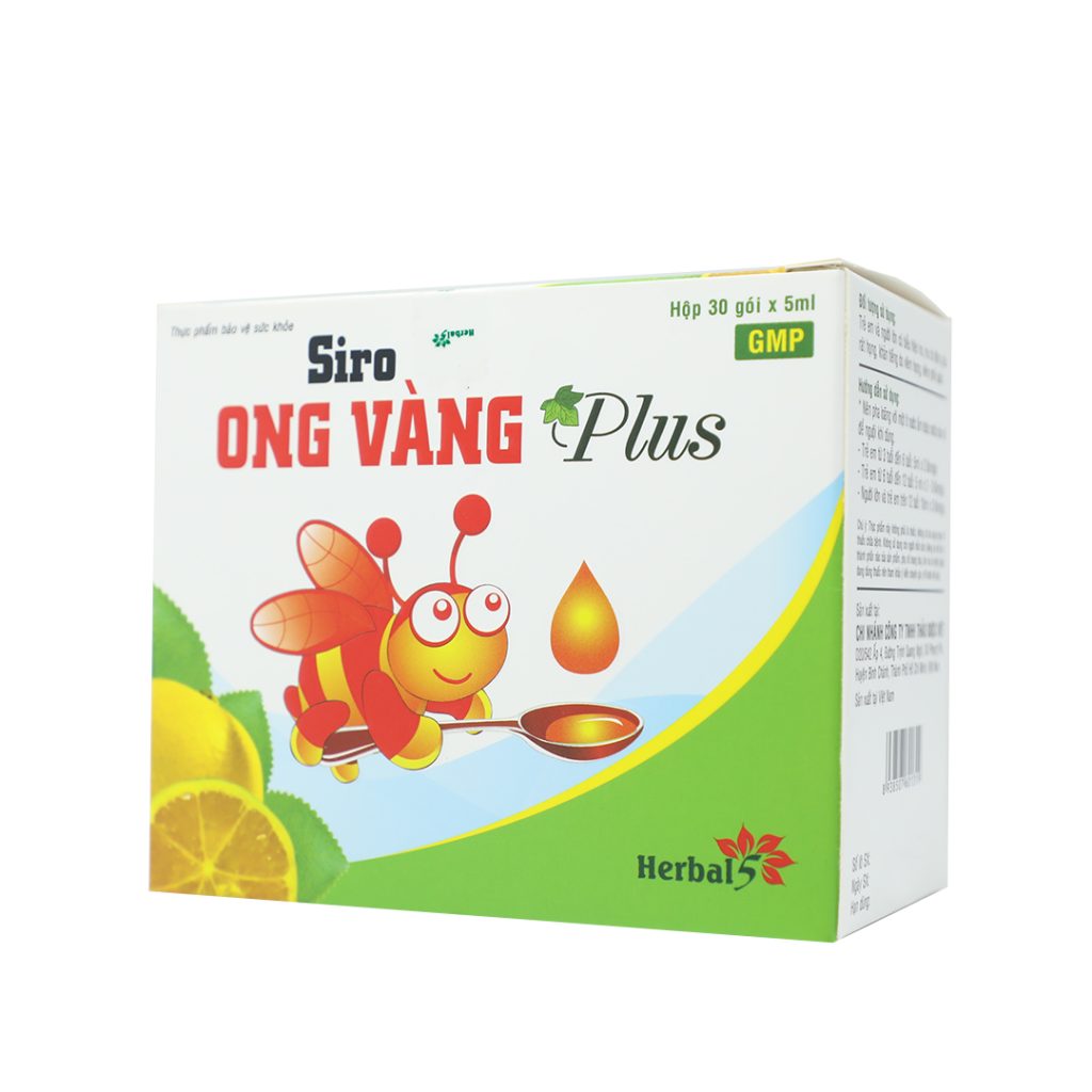 Siro Ho Ong Vàng Plus Herbal  hỗ trợ giảm ho, loãng đờm – 30 Gói x 5ml