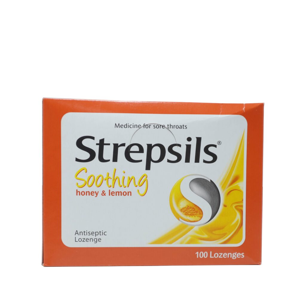 Thuốc viên ngậm Strepsils Soothing Honey And Lemon điều trị đau họng, kháng khuẩn – 50 vỉ x 2 viên