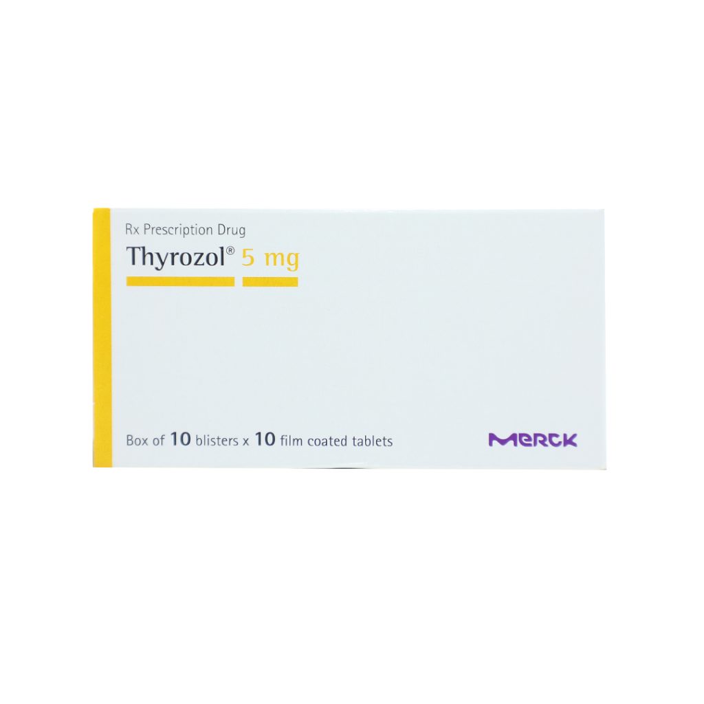 Thuốc viên nén bao phim Thyrozol 5mg Merck điều trị cường giáp – 10 vỉ x 10 viên