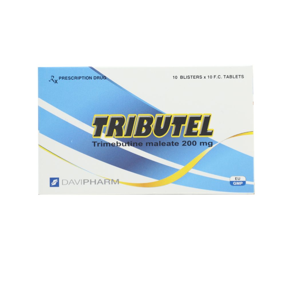 Thuốc viên nén bao phim Tributel 200mg Davipharm điều trị rối loạn chức năng đường ruột – 10 vỉ x 10 viên