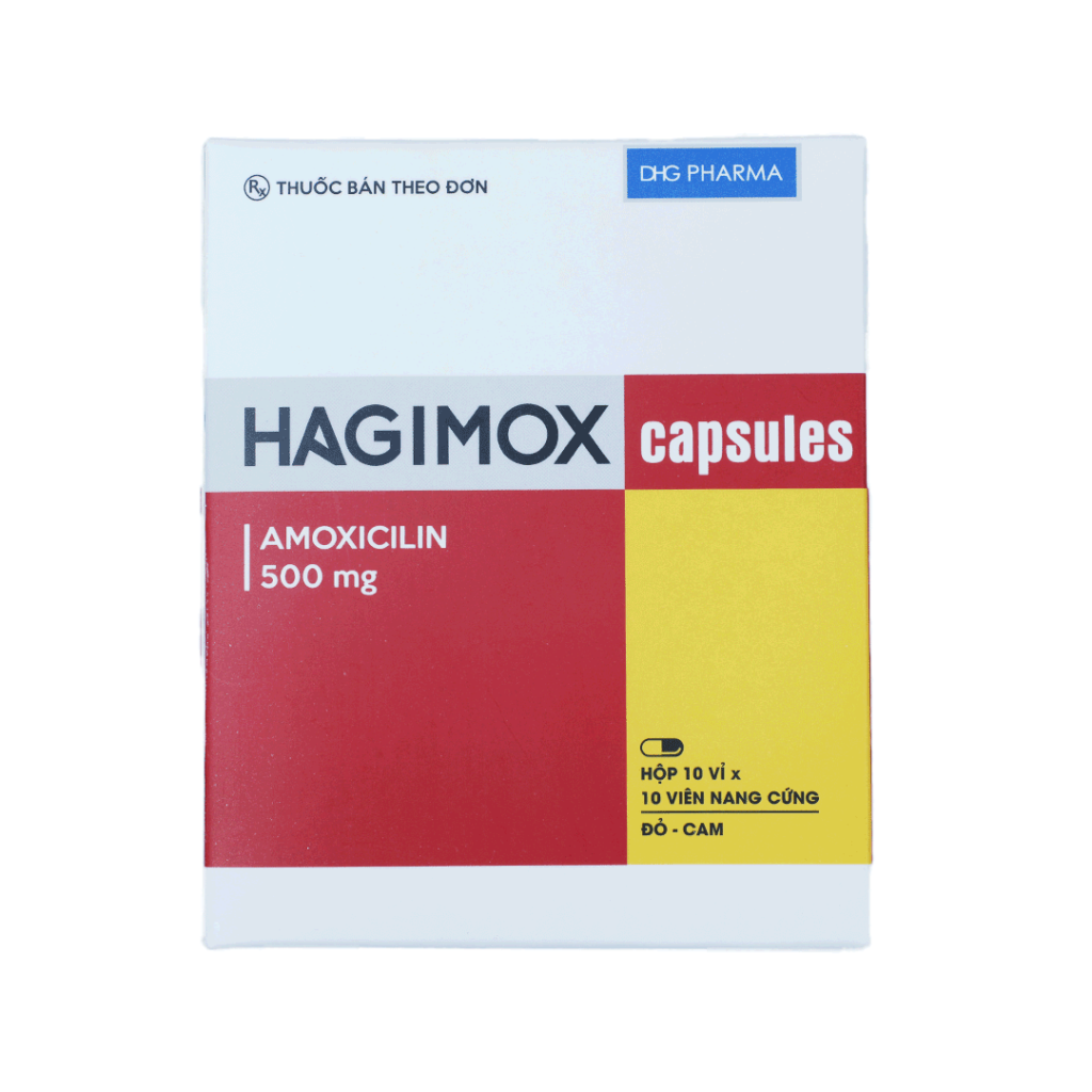 Thuốc Hagimox Capsules 500mg DHG Điều Trị Viêm Xoang, Nhiễm Trùng Da Và Mô Mềm – Hộp 100 Viên