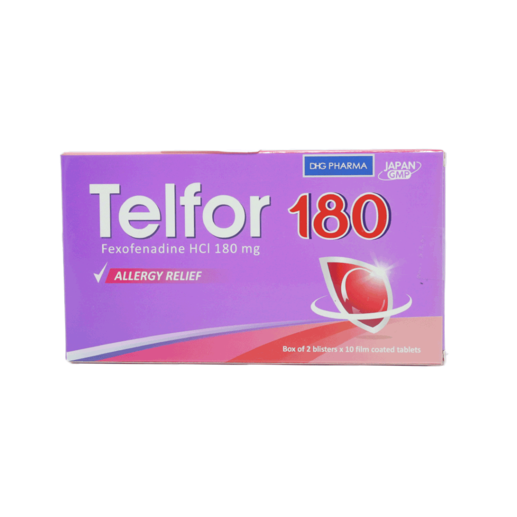 Thuốc Telfor 180 DHG Điều Trị Viêm Mũi Dị Ứng, Mày Đay – Hộp 20 Viên