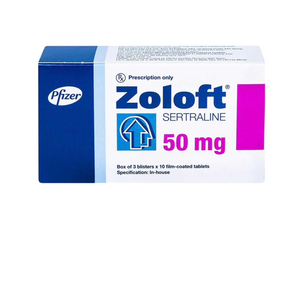 Thuốc Zoloft 50mg Pfizer Điều Trị Trầm Cảm, Lo Âu. Rối Loạn Xung Lực – Hộp 30 Viên