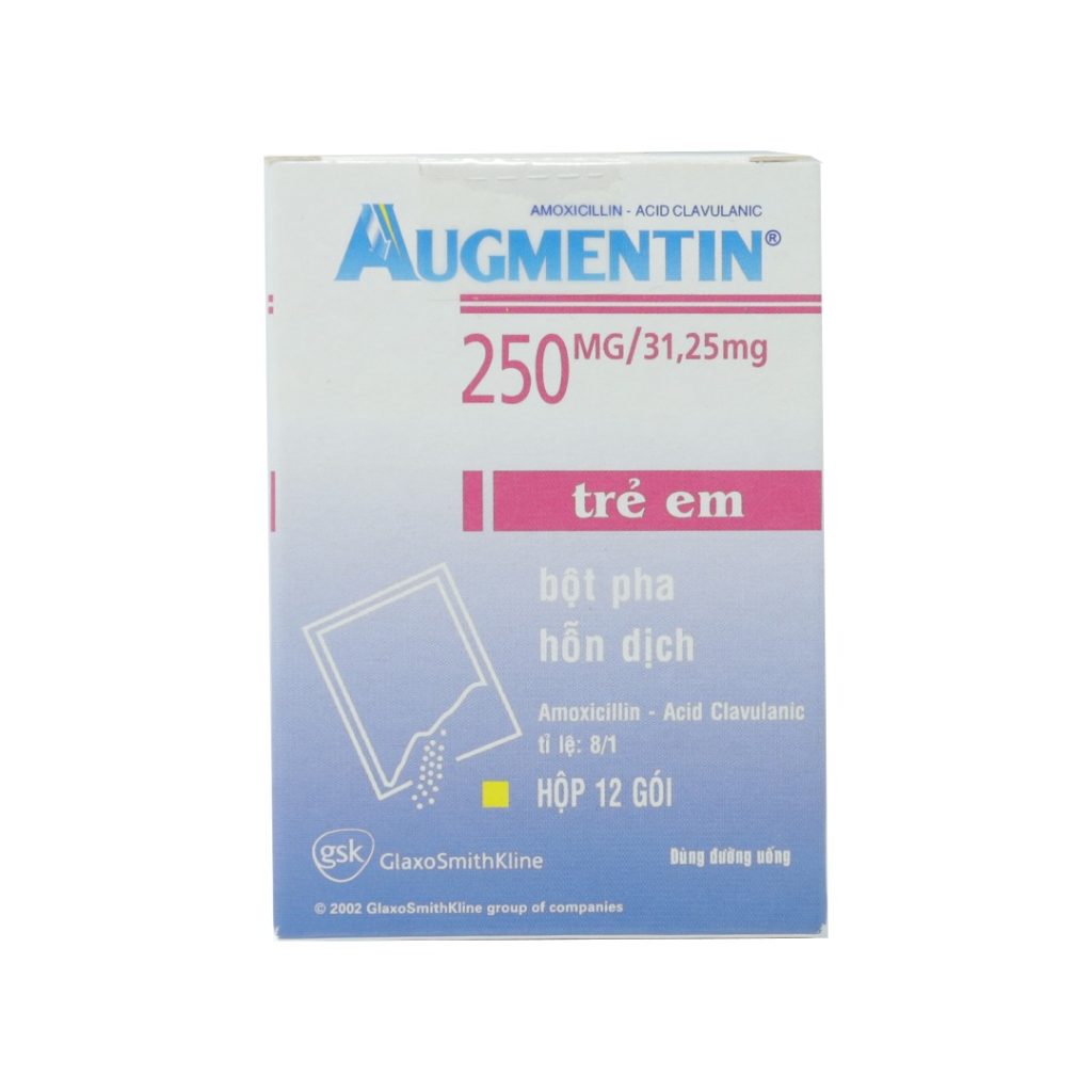 Thuốc bột Augmentin 250mg/31.25mg Gsk điều trị nhiễm khuẩn – Hộp 12 gói